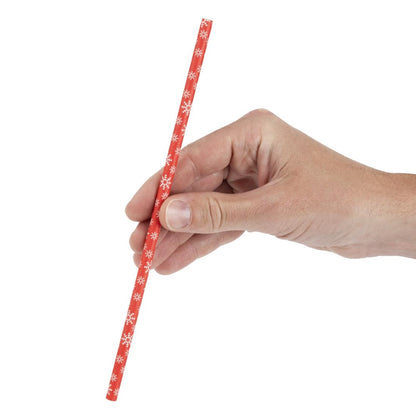 HS983 Fiesta Composteerbare Sneeuwvlok Papieren Rietjes 210mm (250 stuks)