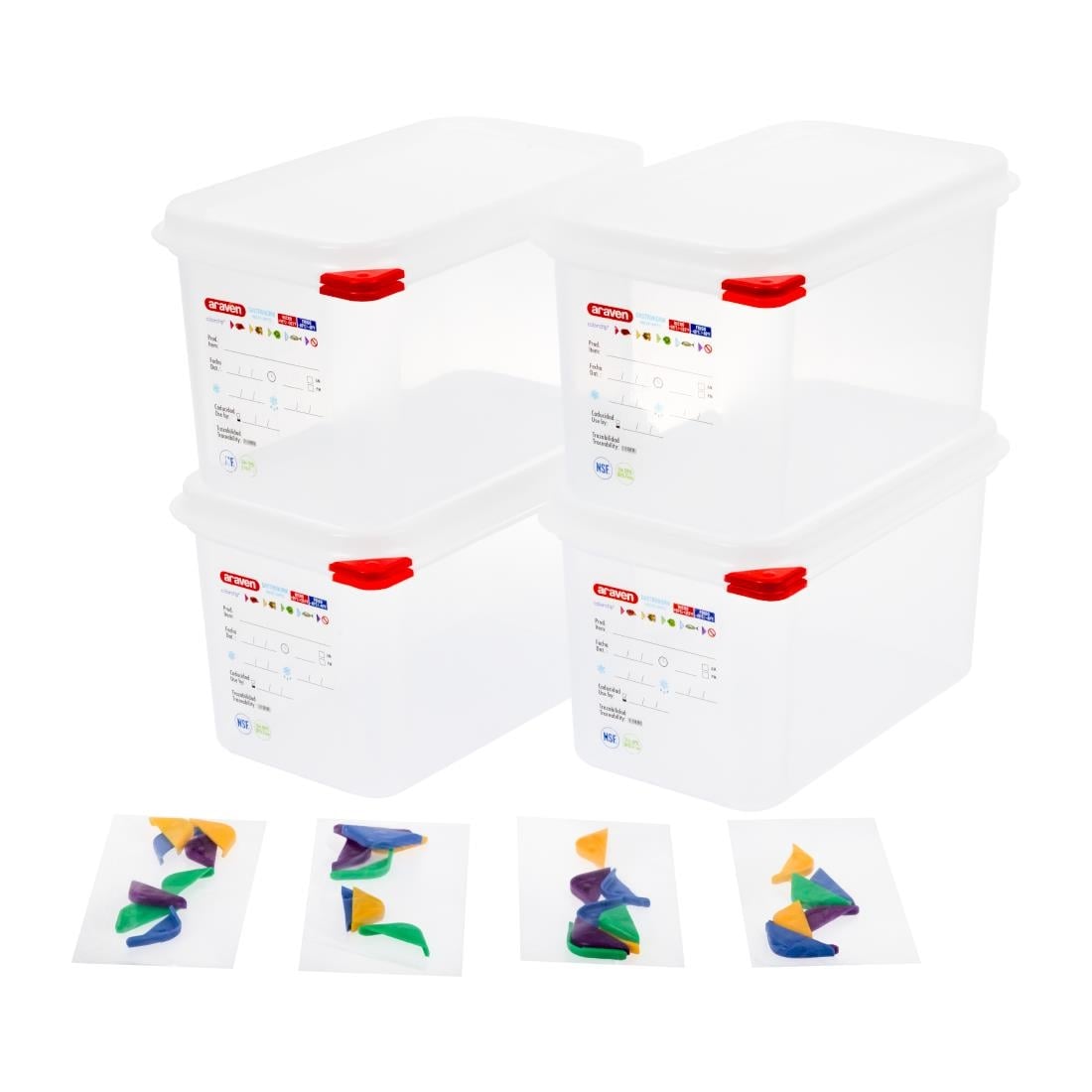 T985 Araven GN 1/4 voedselbak met deksel 4,3Ltr (4 stuks)