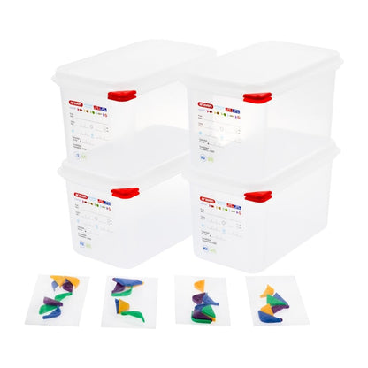 T985 Araven GN 1/4 voedselbak met deksel 4,3Ltr (4 stuks)