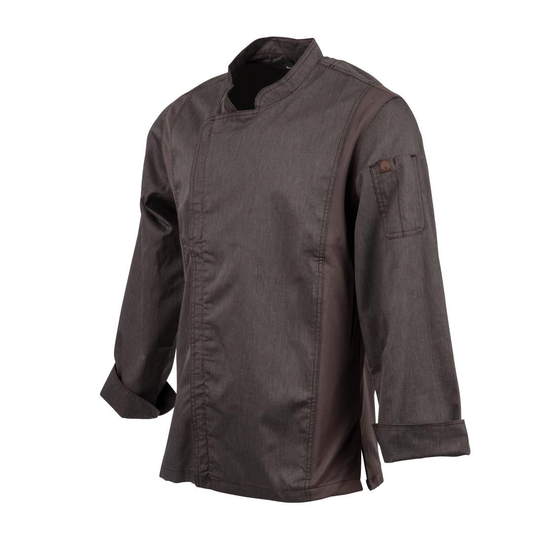 BB263-S Chef Works Urban Hartford unisex koksbuis met rits lange mouw grijs S