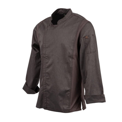BB263-S Chef Works Urban Hartford unisex koksbuis met rits lange mouw grijs S
