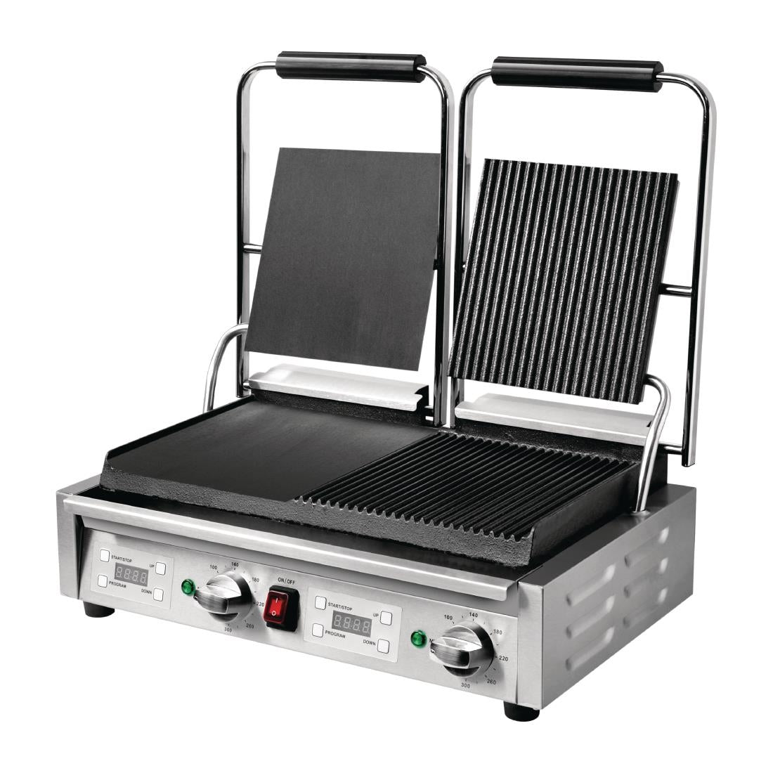 FC386 Buffalo dubbele halve geribbelde contactgrill