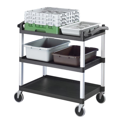 CT400 Cambro KD serveerwagen met 3 bladen zwart