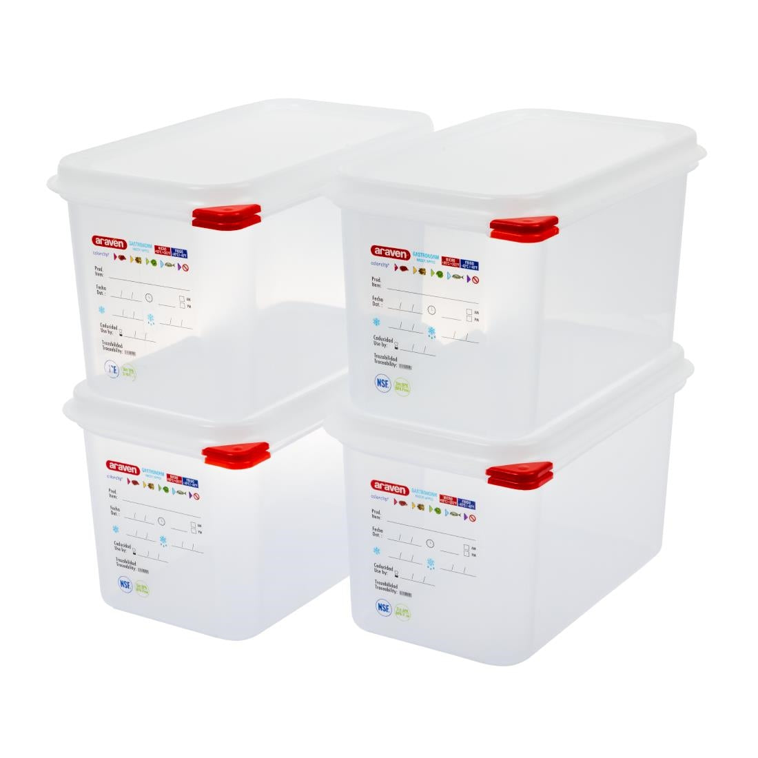 T985 Araven GN 1/4 voedselbak met deksel 4,3Ltr (4 stuks)