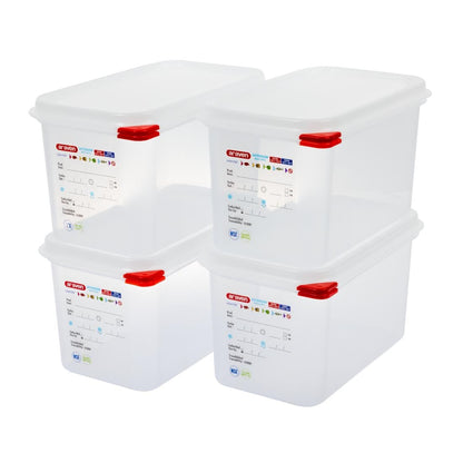 T985 Araven GN 1/4 voedselbak met deksel 4,3Ltr (4 stuks)
