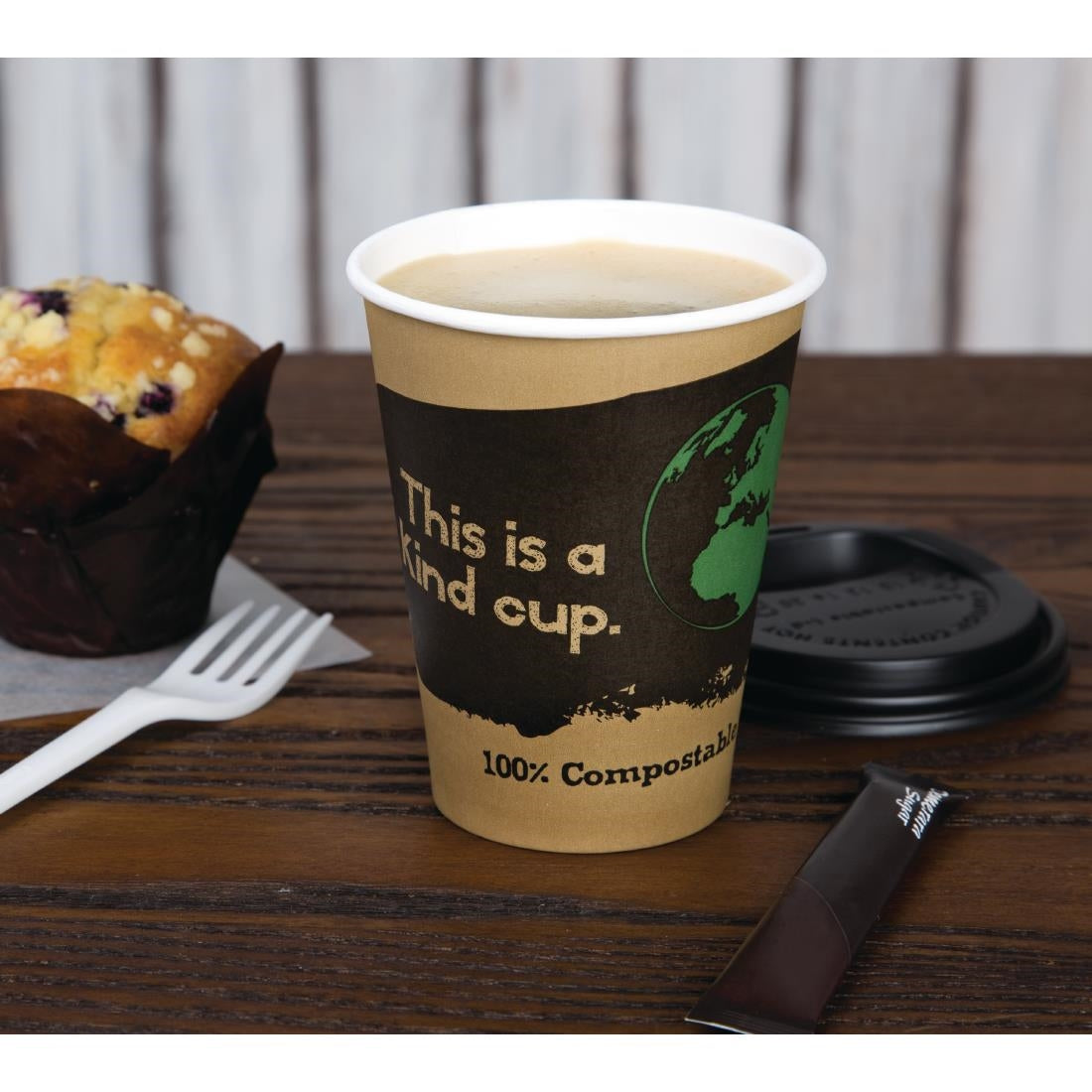 DS058 Fiesta Compostable composteerbare koffiebekers enkelwandig bruin 34cl (1000 stuks)