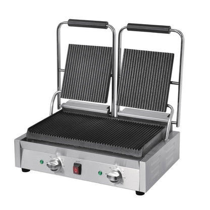 CU604 Buffalo Bistro Dubbele Geribbelde Contactgrill