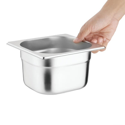 S431 Vogue roestvrijstalen gastronormbakken set met deksels 1/6 (4 stuks)