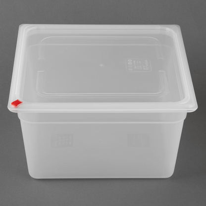 HZ352 Hygiplas Click PP GN Container 2/3 met deksel & 7 kleurenclips 200mm 16.1Ltr (4 stuks)