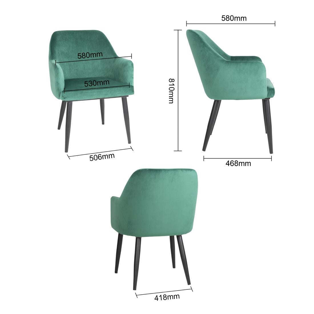 FX070 Bolero Lia Velvet stoelen donkergroen (2 stuks)