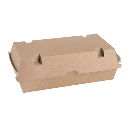 FB667 Fiesta Compostable composteerbare hamburgerdoosjes kraft groot rechthoekig (100 stuks)