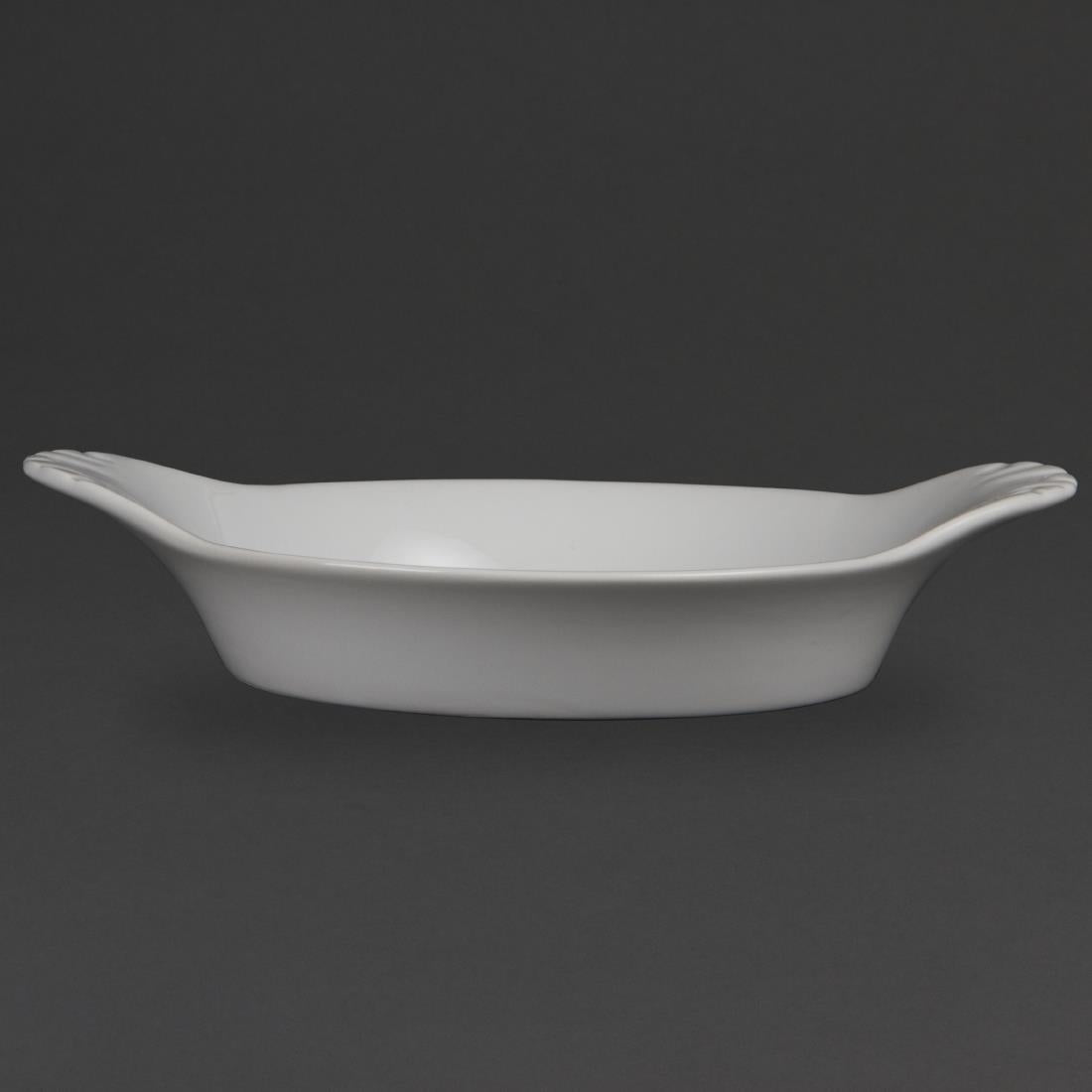 W433 Olympia Whiteware ronde gratineerschalen met handvatten 22cm (6 stuks)
