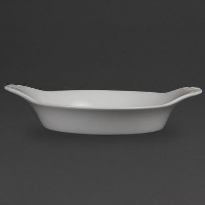 W433 Olympia Whiteware ronde gratineerschalen met handvatten 22cm (6 stuks)