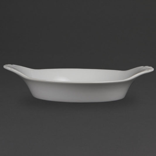 W433 Olympia Whiteware ronde gratineerschalen met handvatten 22cm (6 stuks)