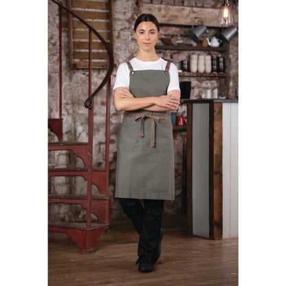 BB684 Soutside katoenen halterschort khaki