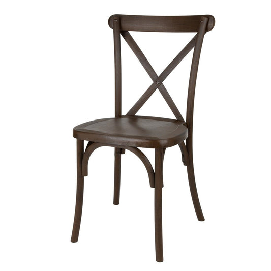 HW281 Bolero Manhattan Cross-Back Harsstoelen Donker Hout Effect (4 stuks)