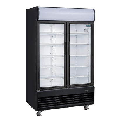 GM813 Polar G-Serie Rechtopstaande Scharnierdeur Display Koeling met Lichtbak 950Ltr Zwart