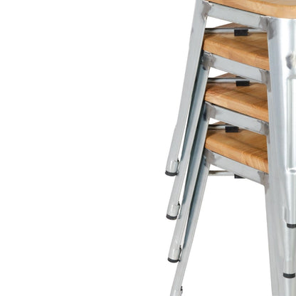 GM634 Bolero Bistro gegalvaniseerd stalen stoel met houten zitting (4 stuks)