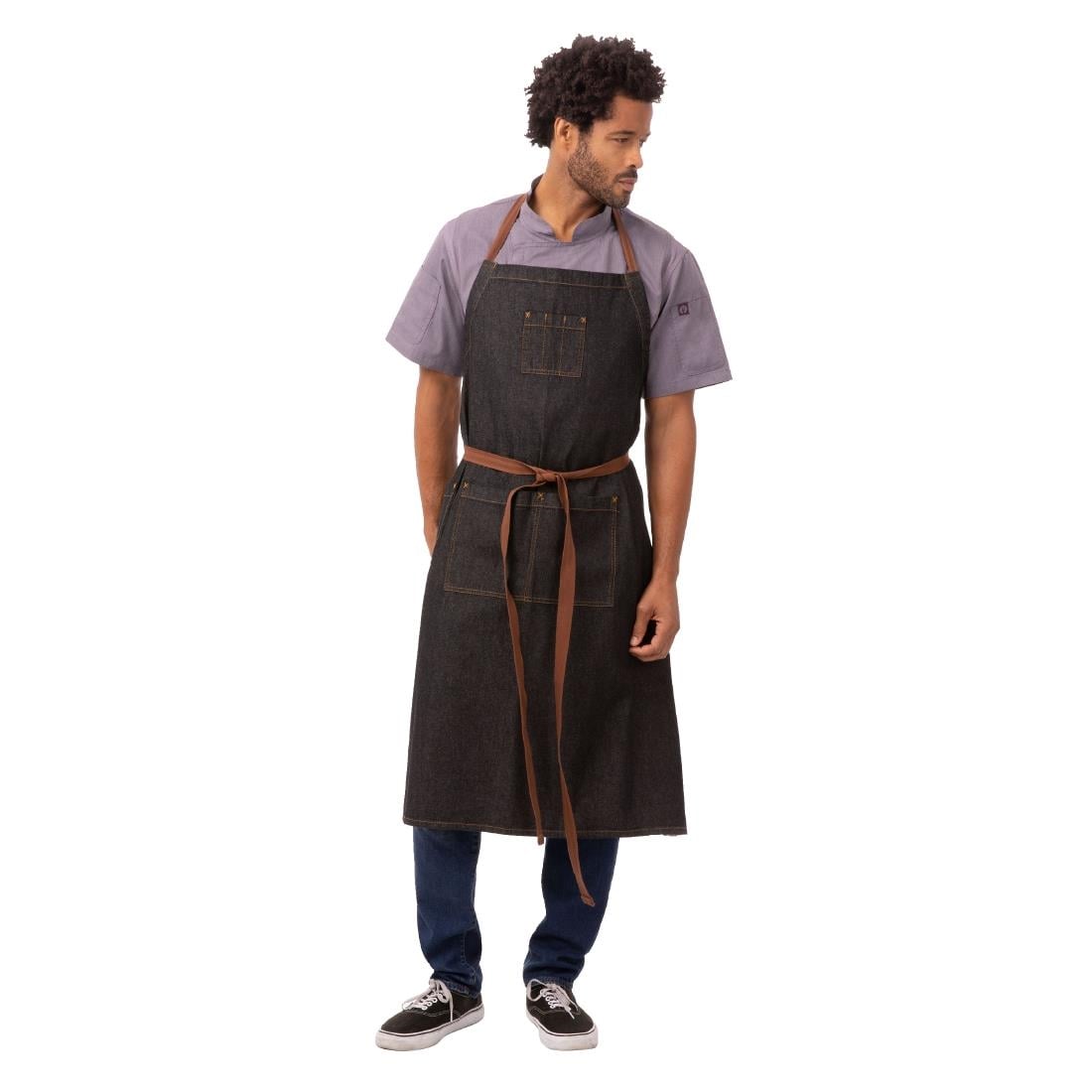B340 Chef Works Urban Memphis lang schort zwart