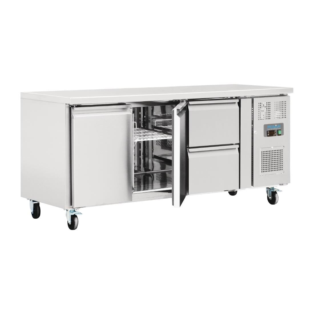 GD874 Polar U-serie koelwerkbank 2 deuren en 2 laden 417L