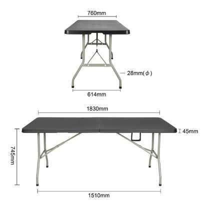 HZ169 Bolero Rechthoekige Centraal Opvouwbare Tafel 6ft Zwart