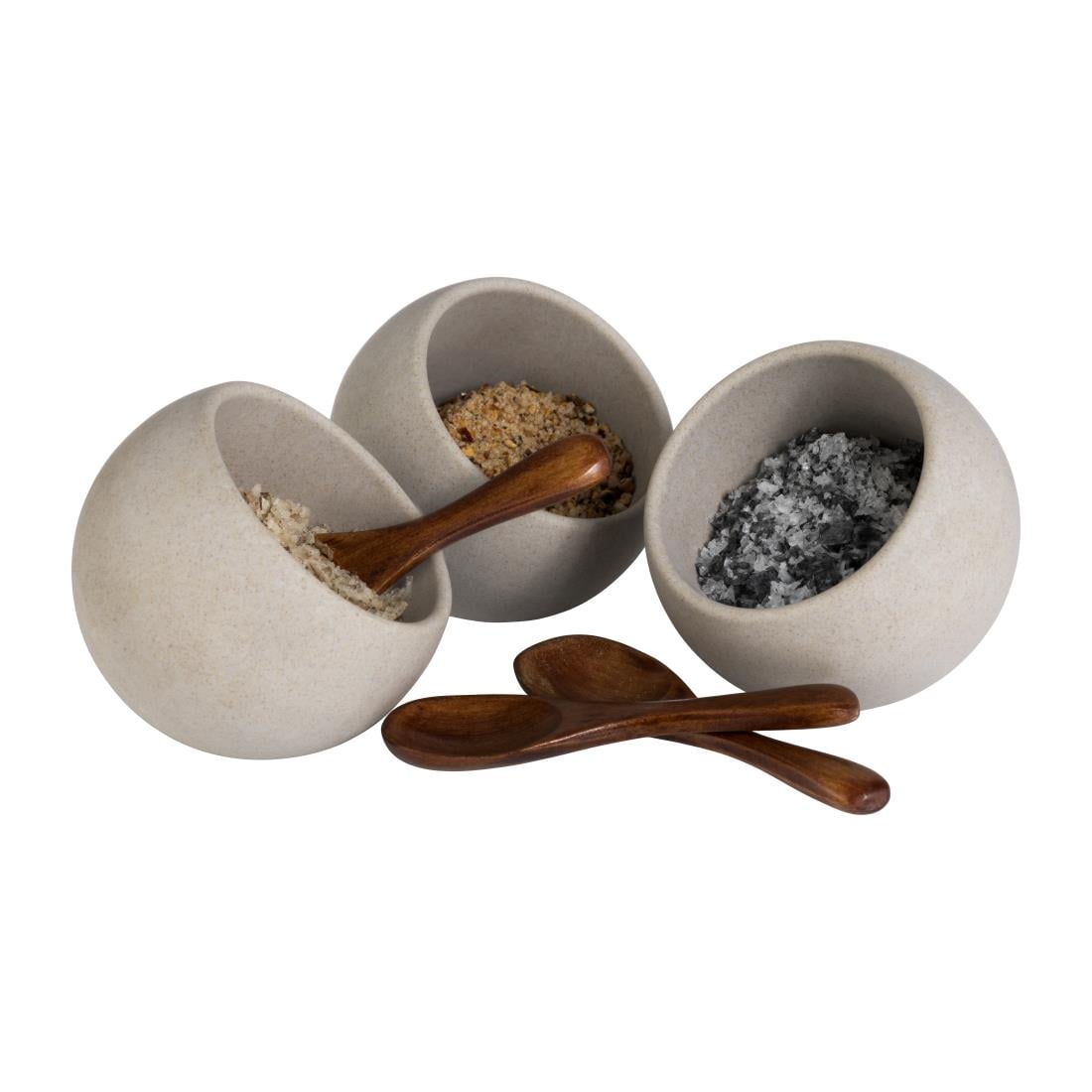 FT230 APS Moon 6-delige buffetset 3 houten lepels 3 melamine kommen 80mm