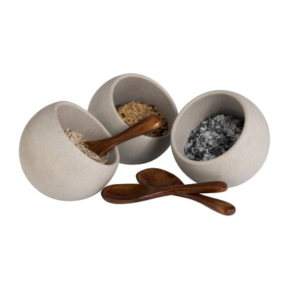 FT230 APS Moon 6-delige buffetset 3 houten lepels 3 melamine kommen 80mm