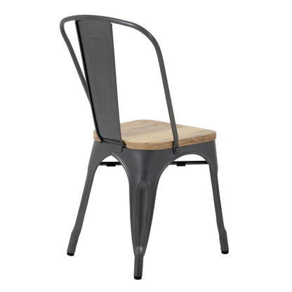 GG708 Bolero Bistro stalen stoelen met houten zitting grijs (4 stuks)