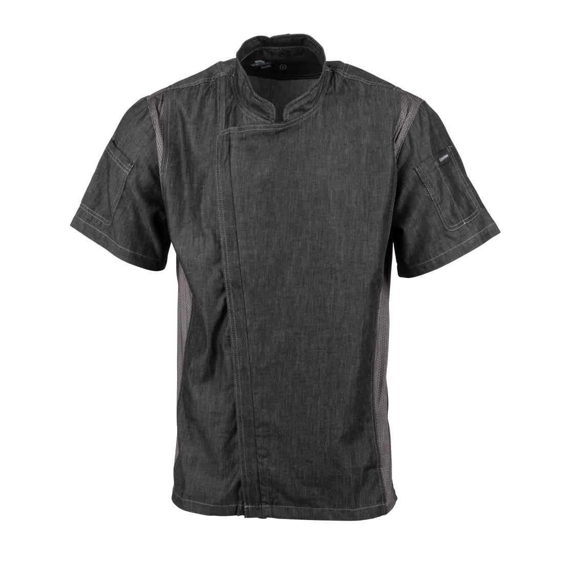 BB270-S Chef Works Urban Delancey denim koksbuis korte mouw grijs S