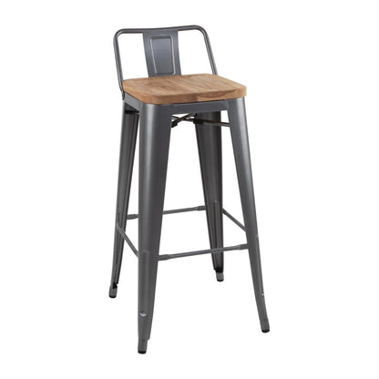 FB624 Bolero Bistro hoge barstoel met houten zitting grijs (4 stuks)