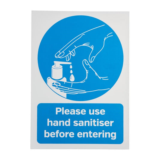 FN841 Vinylsticker A4 'Gelieve bij binnenkomst handreiniger te gebruiken'