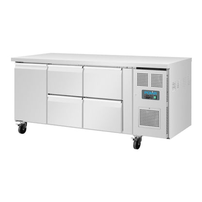 UA020 Polar U-serie koelwerkbank 1 deur 4 lades 358Ltr