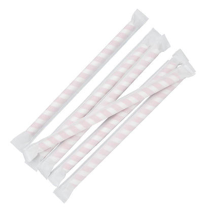 FP443 Fiesta Compostable composteerbare papieren smoothierietjes 210mm rood-wit  Individueel verpakt (250 stuks)