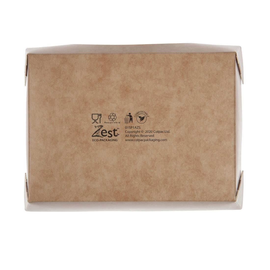 FA392 Colpac Zest kraft saladebakken met acetaat venster en insteeksluiting composteerbaar 825ml (250 stuks)