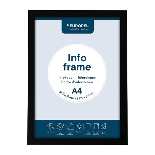 HU456 Europel Infokader / Zelfklevende Set Van 2 Stuks A4 Zwart