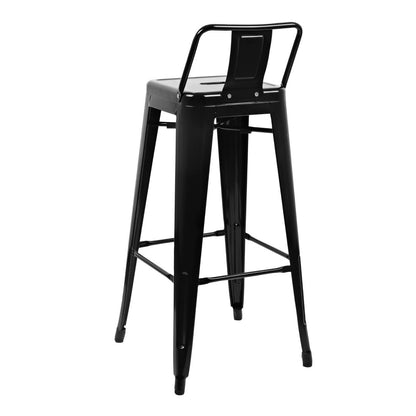 DL882 Bolero Bistro gegalvaniseerd stalen barkruk met rugleuning zwart (4 stuks)