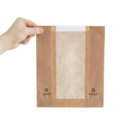 DC875 Fiesta Compostable voedselzakken met pergamijnen venster (1000 stuks)