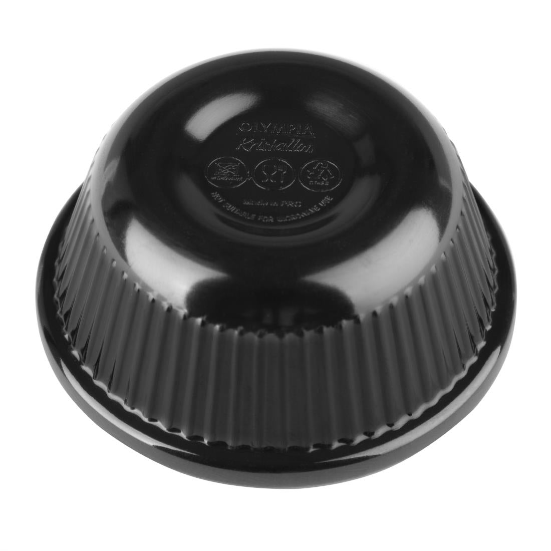 DM162 Olympia Kristallon melamine ramekins geribbeld zwart 2,8cl (12 stuks)