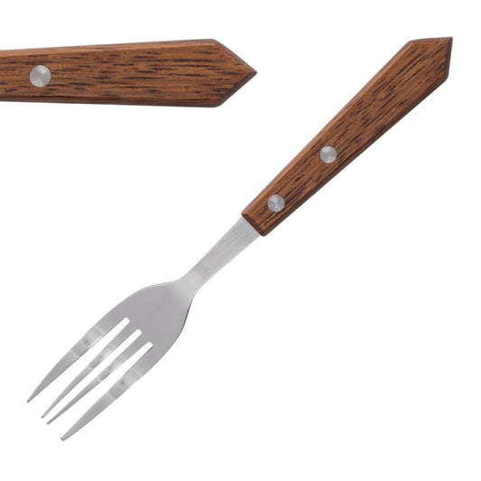 C137 Olympia steakvork met houten heft (12 stuks)