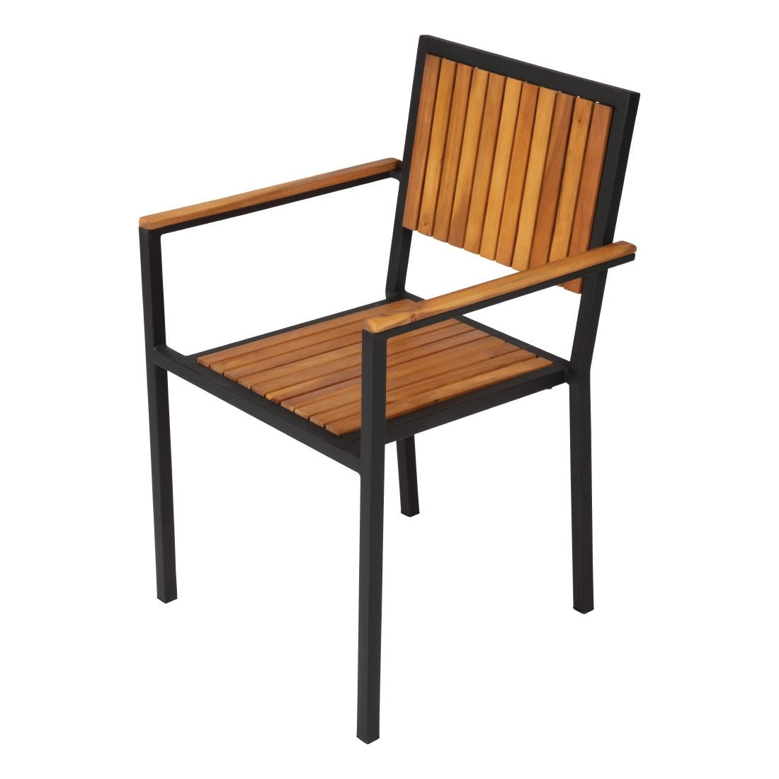 DS151 Bolero stalen en acaciahouten stoelen met armleuningen (4 stuks)