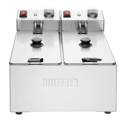 CU615 Buffalo Dubbel Tank Dubbele Mand 2X3Ltr Aanrecht Friteuse 2X2Kw