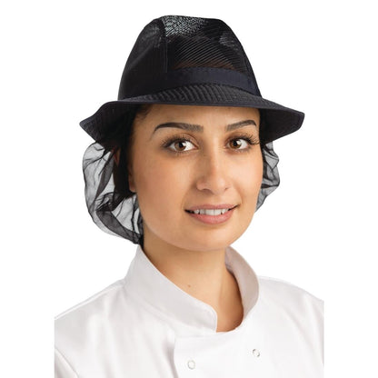 A654-M Trilby hoed met haarnetje blauw M