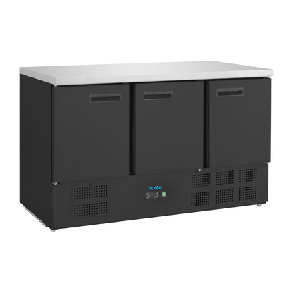 PG023 Polar G-Series 3-deurs koelwerkbank zwart 400Ltr