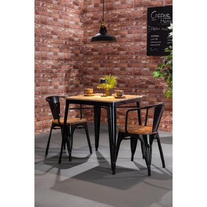 HZ804 Bolero Bistro Curve Armstoelen met Houten Zitting Zwart (4 stuks)