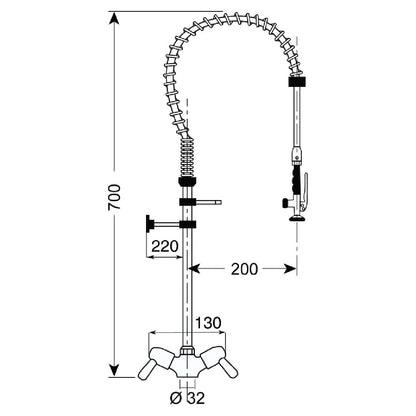 CY796 Gastro M voorspoeldouche monobloc laag model