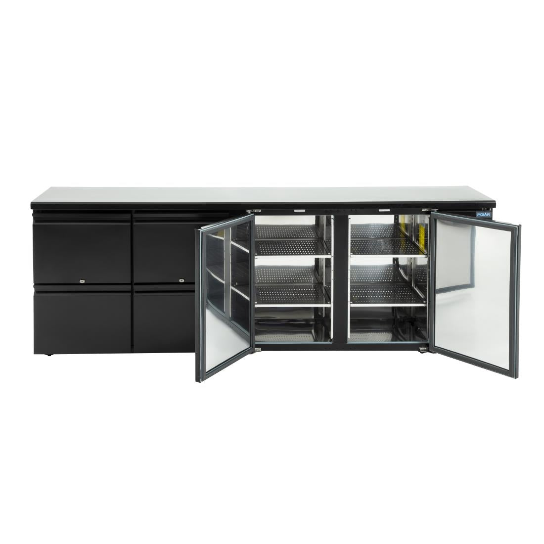 GL456 Polar U-serie dubbele deur back bar toonbank koelkast met laden