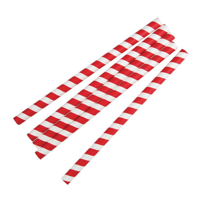 FB147 Fiesta Compostable rood/wit gestreepte papieren smoothierietjes 21cm (250 stuks)
