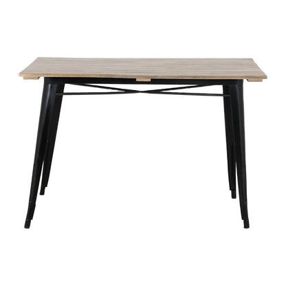 HZ810 Bolero Bistro Eettafel Met Mangohouten Lattenblad En Zwarte Poot 1200mm