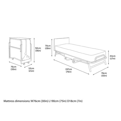 GR375 Jay-Be Contract eenpersoons opklapbed met waterbestendige matras zwart