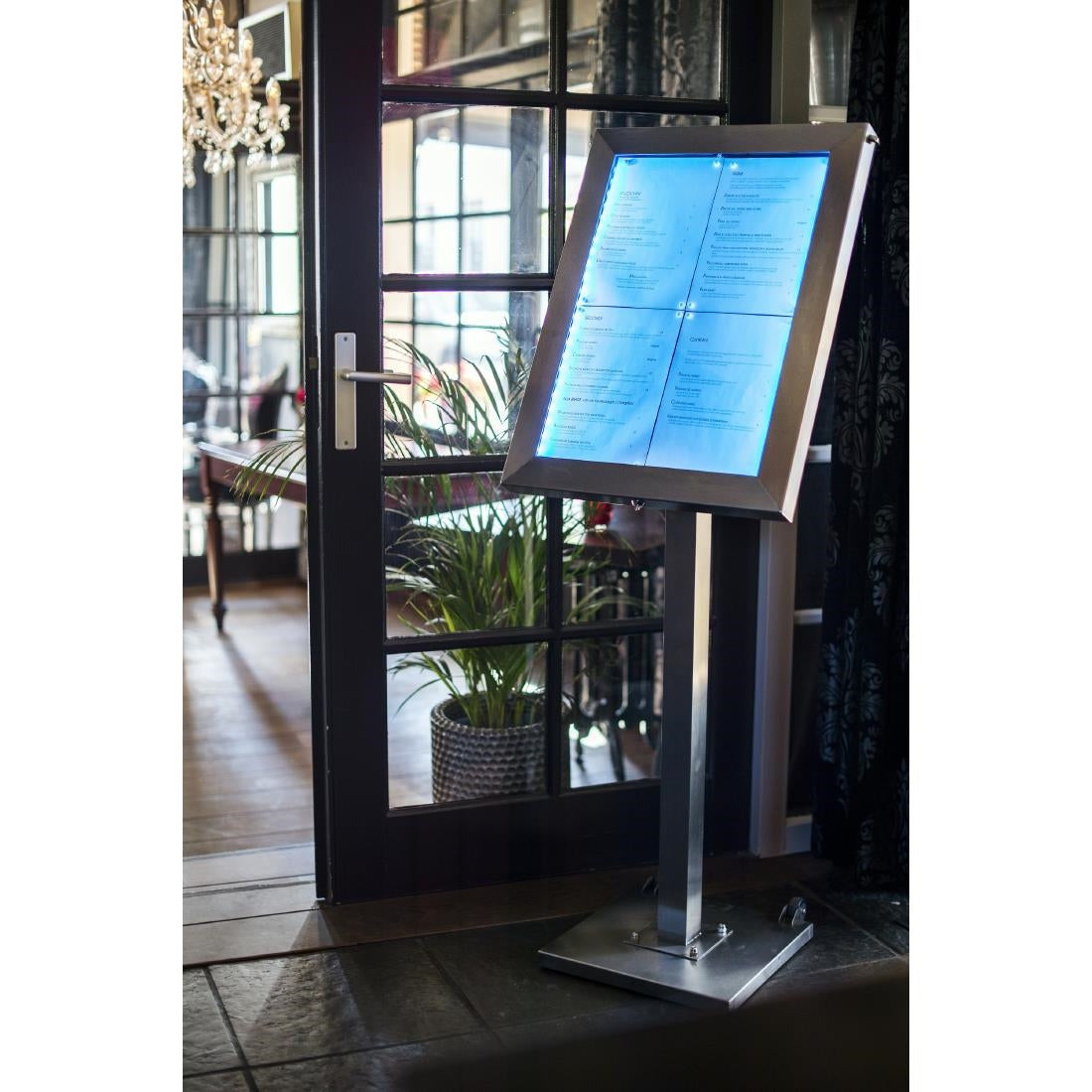 CU937 Securit RVS Gekleurde LED's 4xA4 informatiedisplay (excl paal en voet)